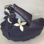 Purple Leather Wristlet With Cream And Purple..