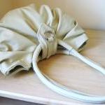 light khakki Leather pleated purse