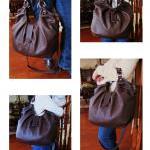 Large Brown Leather Hobo Bag, Pleated, Satchel,..