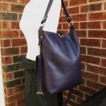 Purple leather purse , fold over ba..
