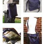 Purple leather purse , fold over ba..