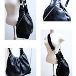 Black leather bag, large 3 way bag,..