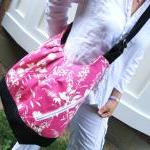 Pink Floral Cotton Bag Convertible Backpack /..