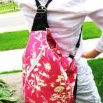 Pink Floral Cotton Bag Convertible Backpack /..