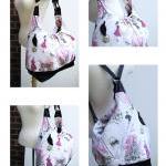 Extra large pink cotton bag with le..
