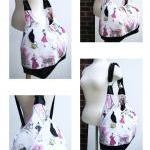 Extra large pink cotton bag with le..