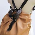 Large leather bag, pleated, convert..