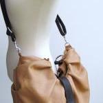 Large leather bag, pleated, convert..