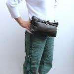 Fanny Pack Leather - Olive green ha..