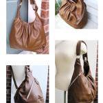 Large tan leather convertible backp..