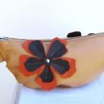Beige leather clutch, over sized cl..
