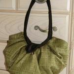Large Olive Green Pleated Hobo Bag Purse