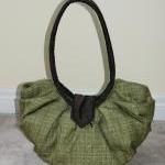 Large Olive Green Pleated Hobo Bag Purse