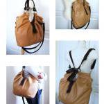 Large leather satchel Boston bag - ..