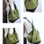 READY TO SHIP Green canvas leather ..