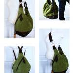 READY TO SHIP Green canvas leather ..
