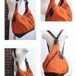 Extra Large Orange Canvas Convertible Backpack,..