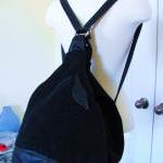 Black canvas tote with leather, ext..