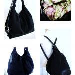 Black canvas tote with leather, ext..