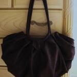 Large Brown Canvas Hobo Bag, Pleated Stylish..