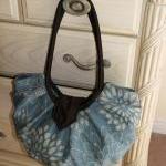 Large Blue Floral Canvas Purse, Pleated Hobo Bag -..