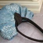 Large Blue Floral Canvas Purse, Pleated Hobo Bag -..