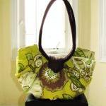 Large yellow floral canvas purse - ..