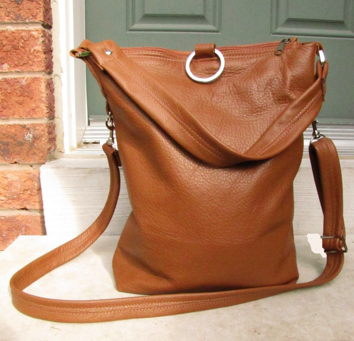 3 Way Leather Tote Bag In Tan