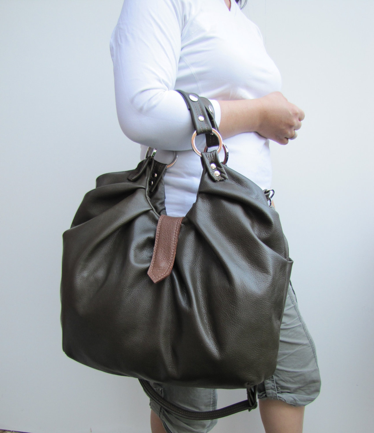 olive green leather bag