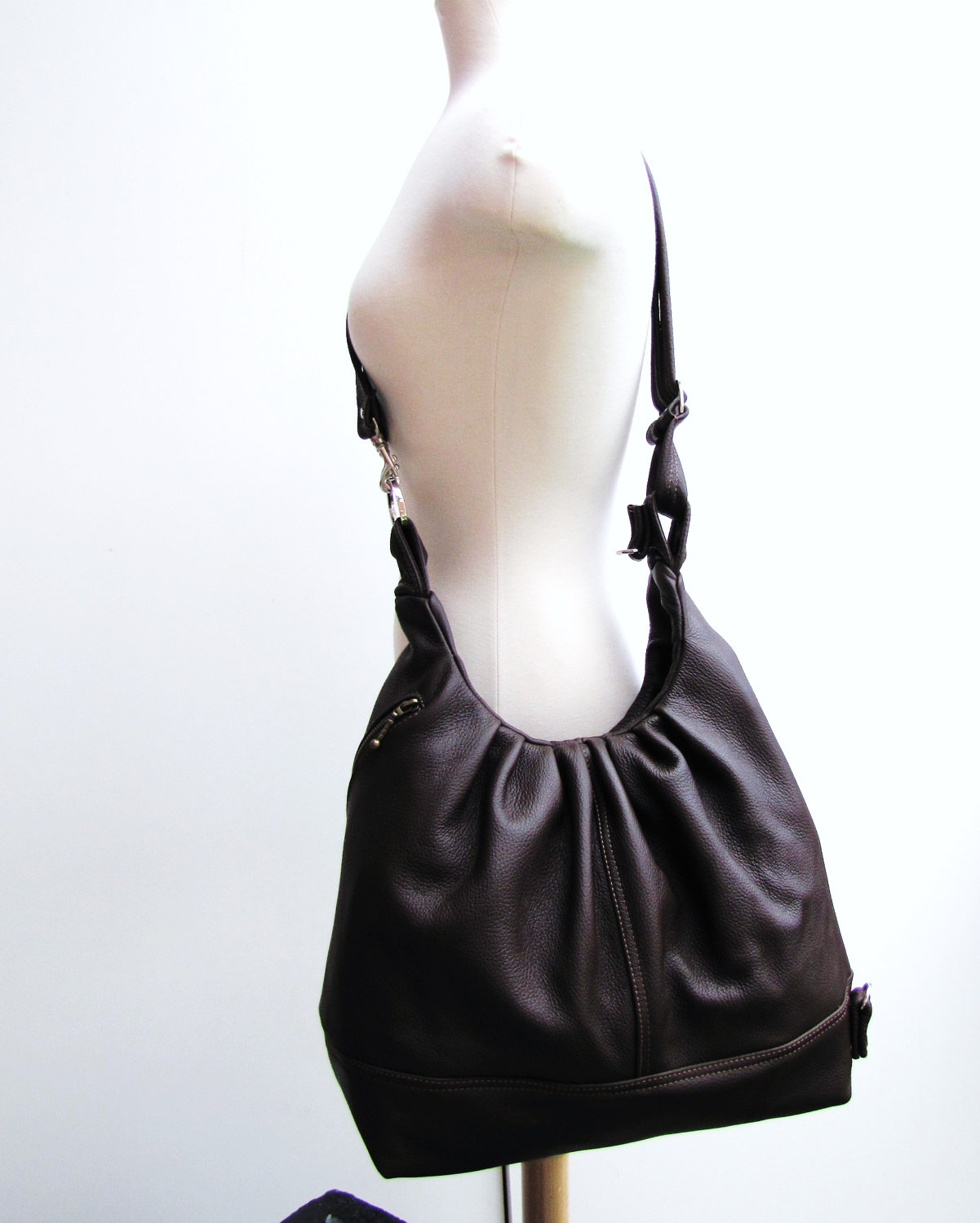 Large Brown Leather Bag, Convertible Backpack, - Chocolate Brownie on ...